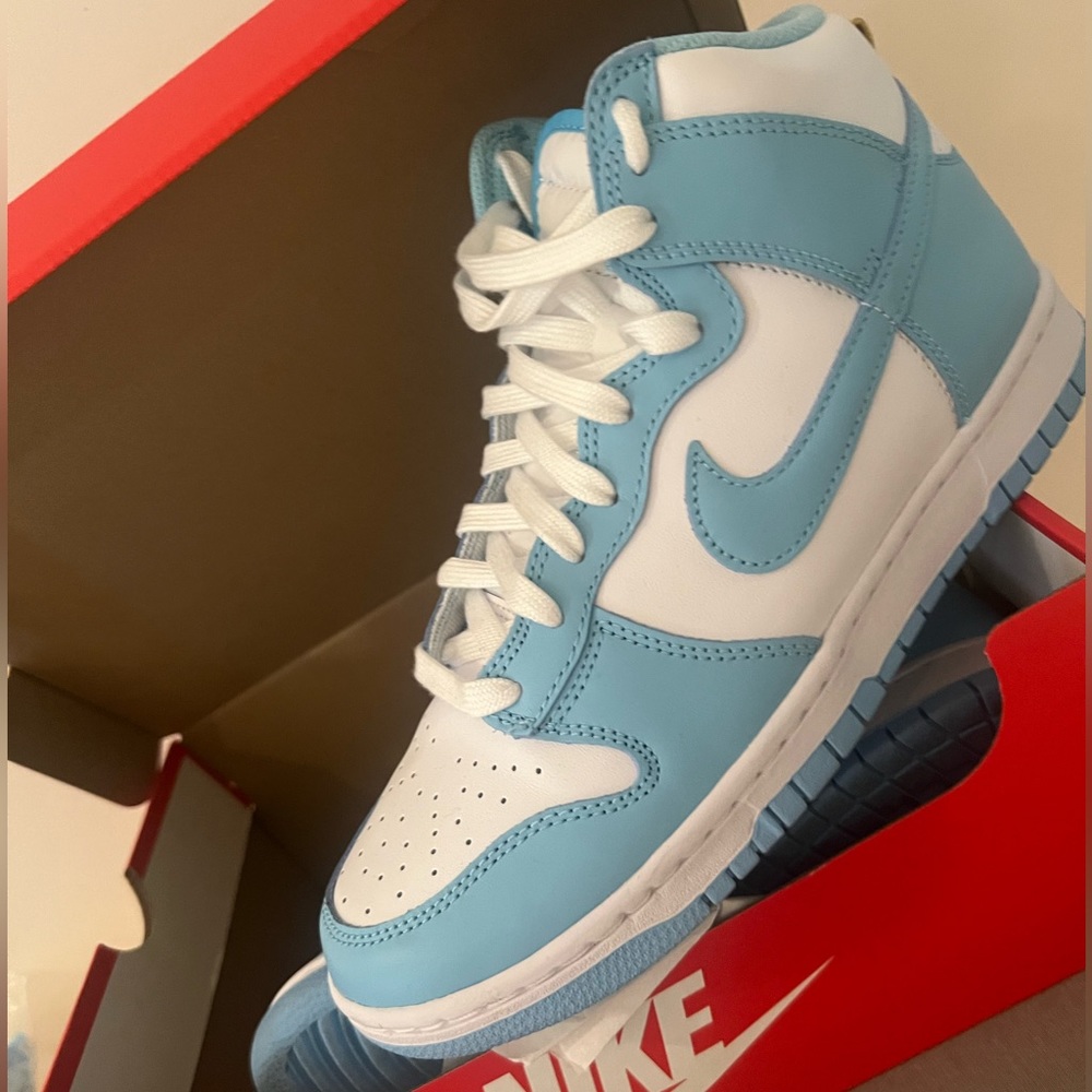 Chill, blue chill white Nike dunk hi retro. I only wear one time.